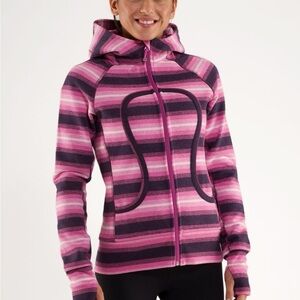 Lululemon Athletica Pink and Purple Striped Scuba Hoodie